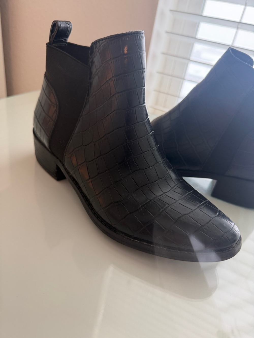 Dolce Vita Black Croc-Embossed Chukka Boots